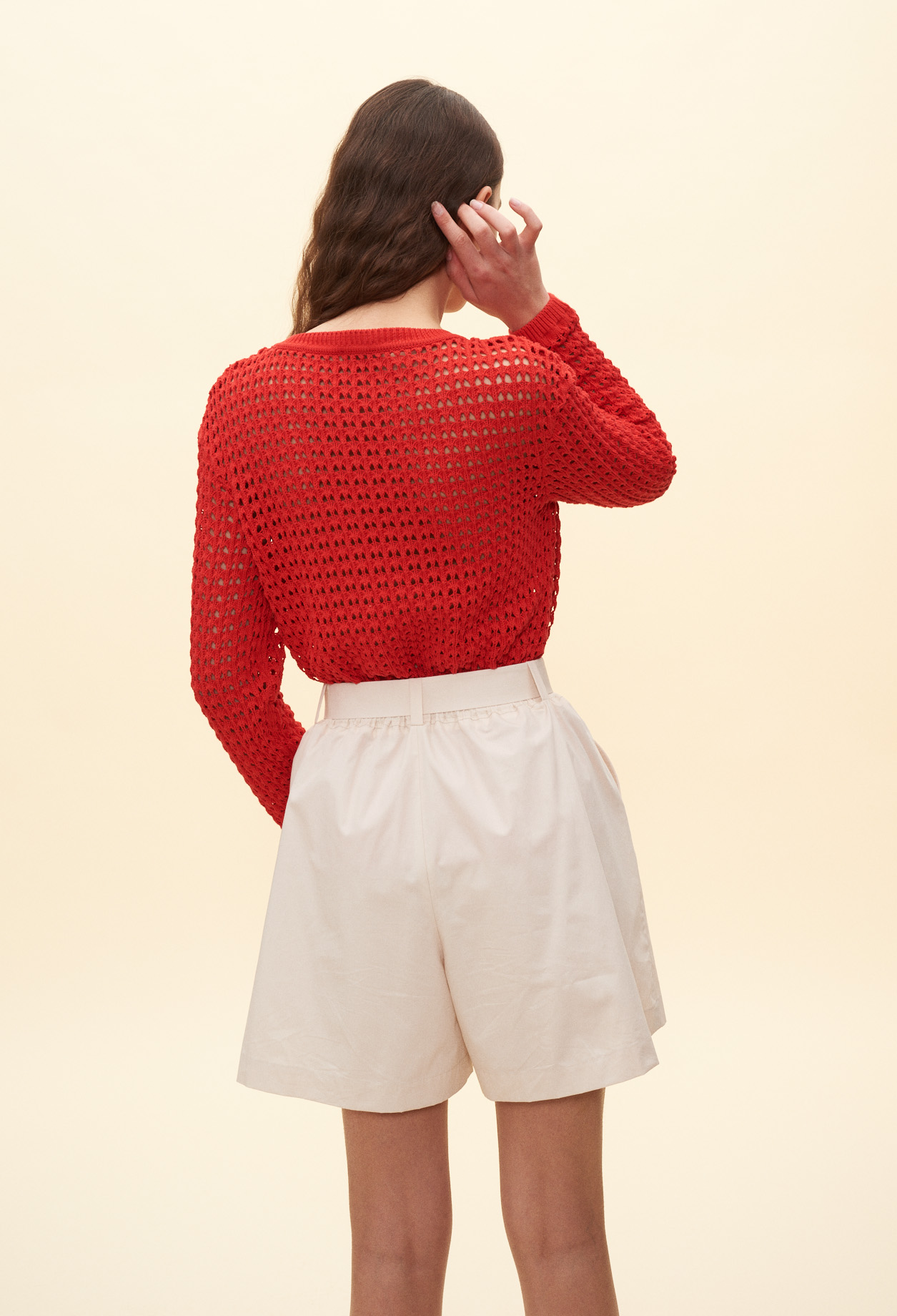 Pull ajoure rouge