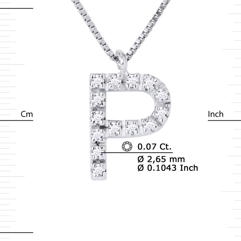 Collier ALPHABET Diamants 0,07 Cts  LETTRE 