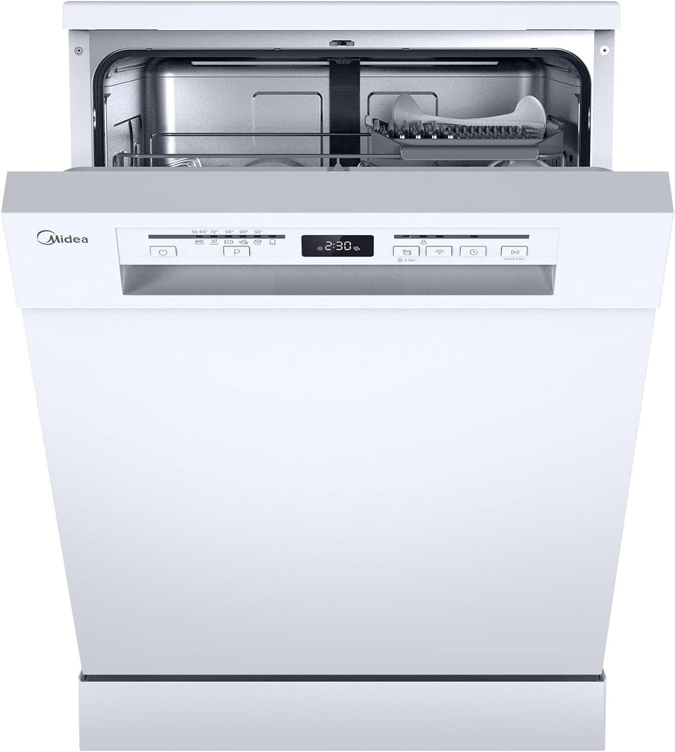 Midea SF 5.60NW14C Geschirrspüler 60cm Freistehend & Unterbaufähig, 14 MGD, Hygienepflege+, Zonenwäsche, 7 Programme, Spülmaschine 60 cm mit WIFI, Startverzögerung, Automatische Türöffnung, 44 dB