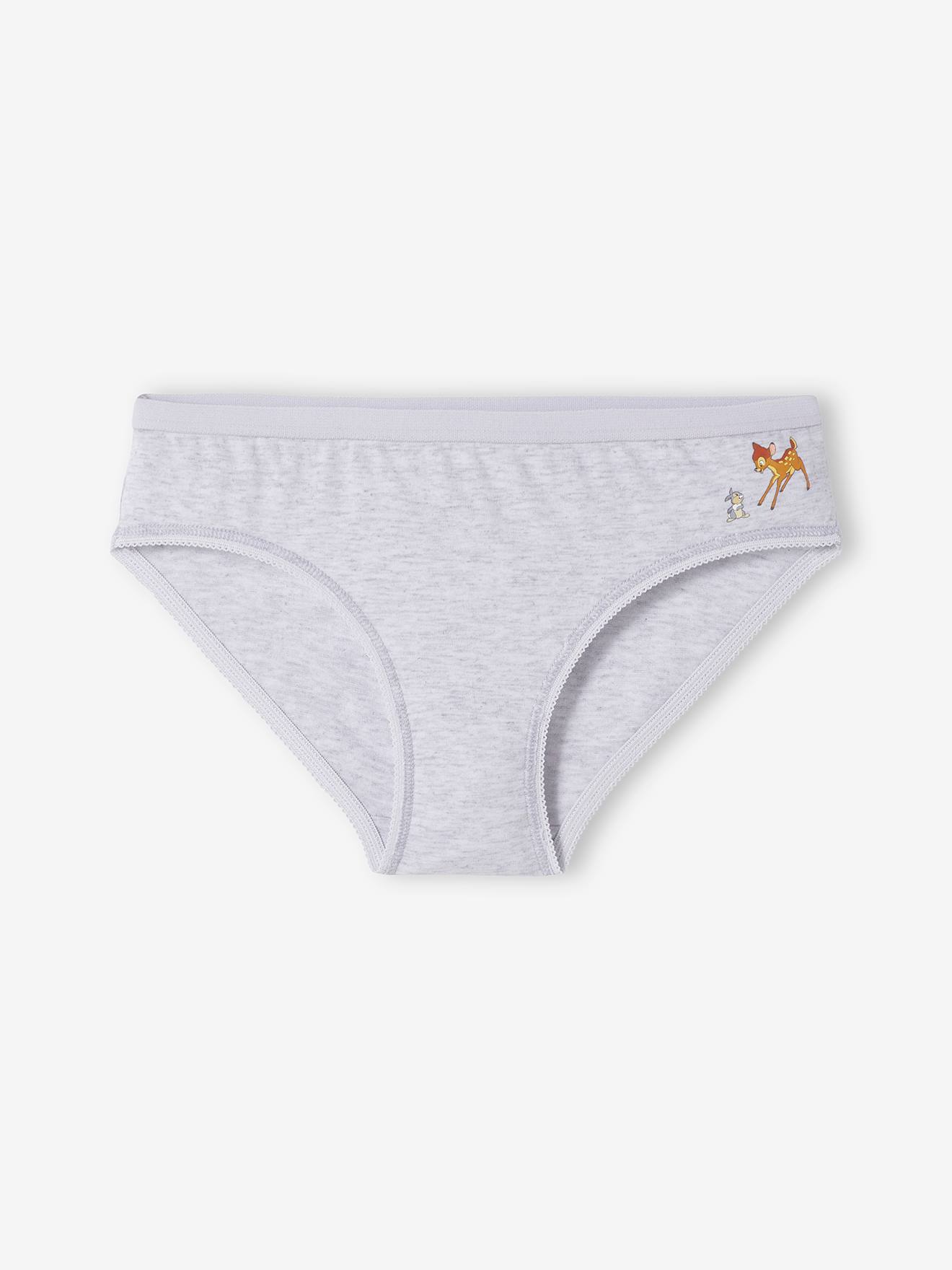 Pacote com 5 calcinhas lisas marrom-claras DS® Bambi com estampas.