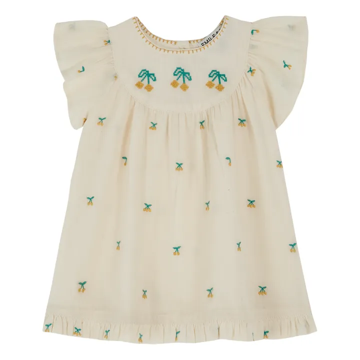 Emile et Ida Robe Brodée Cerises | Ecru