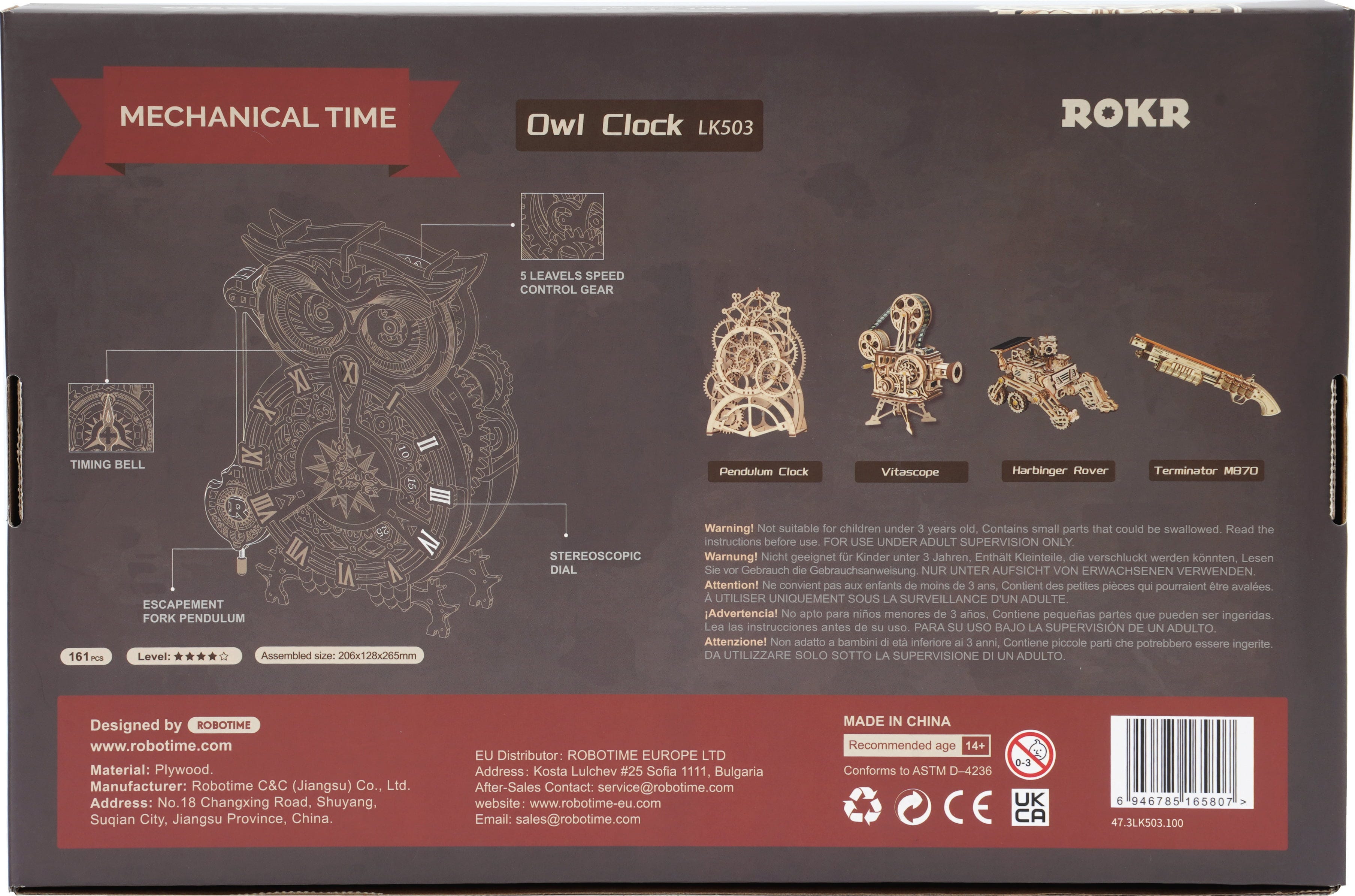 ROKR  Owl Clock    3D Holzpuzzle: Wenn die Zeit Flügel bekommt