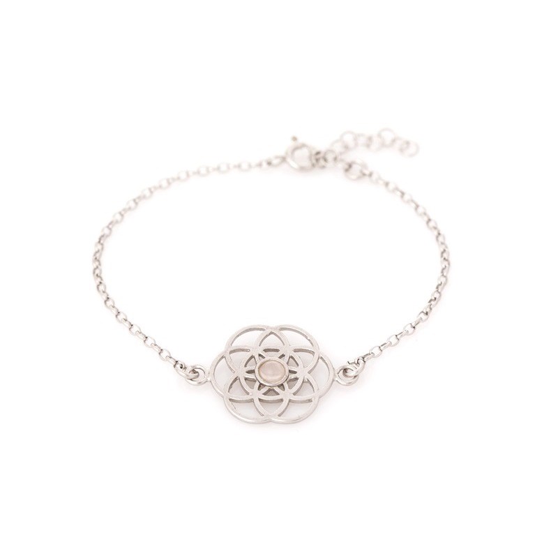 BRACELET ARGENT QUARTZ ROSE