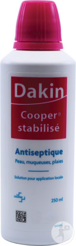 Dakin Cooper Stabilisé Antiseptique Solution Locale Peau Muqueuses Plaies Flacon 250ml