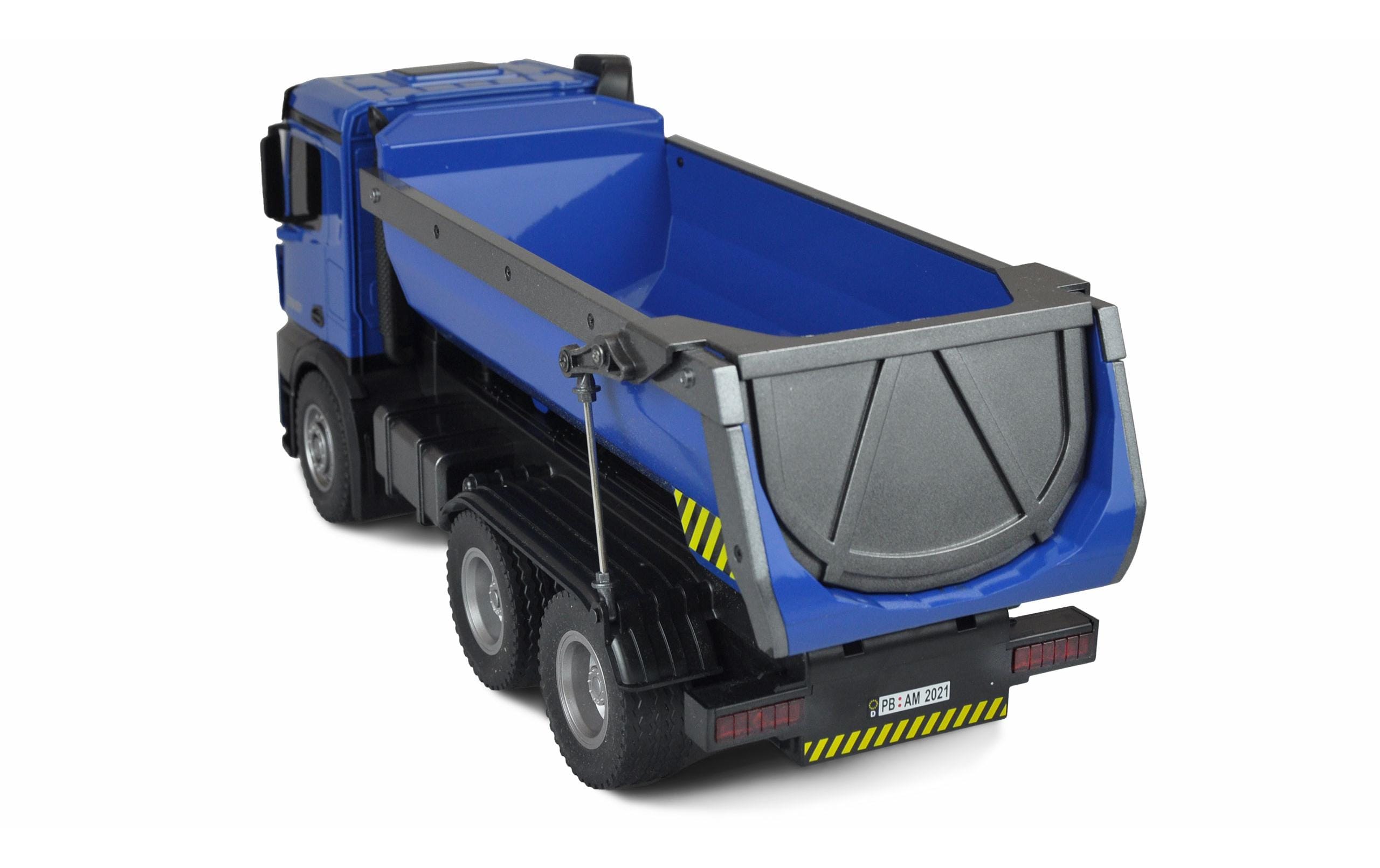 Lastwagen Mercedes-Benz Arocs 6x4, Blau 1:18, RTR<br>Detailliertes Lastwagen Modell mit Kipper und LED Beleuchtung