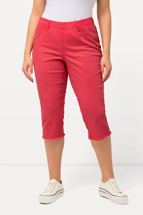 Caprihose Sienna, Fransensaum, schmales Bein, Stretch