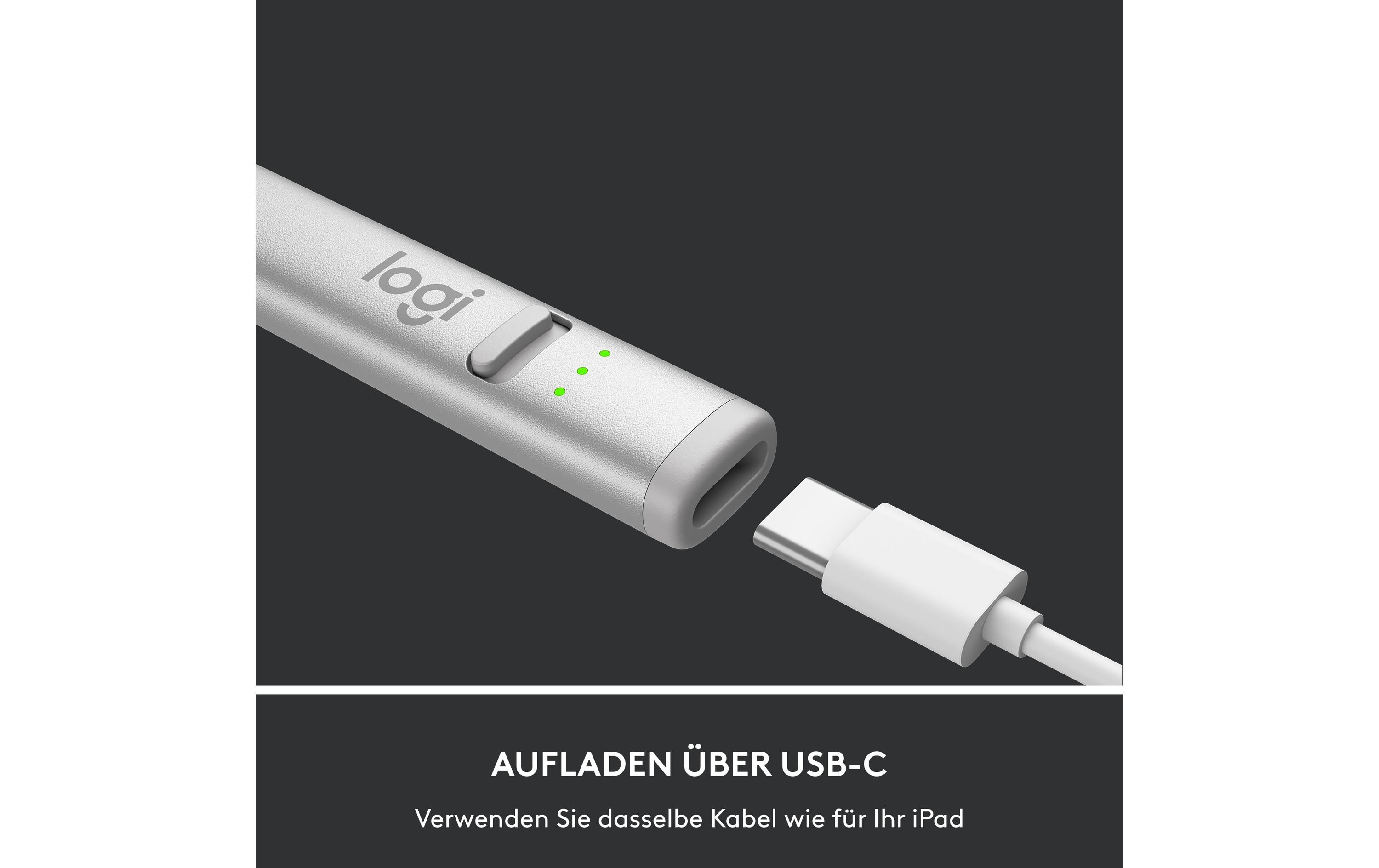 Eingabestift Crayon SilberDigitaler Zeichenstift für iPad mit USB-C-Ladeanschluss