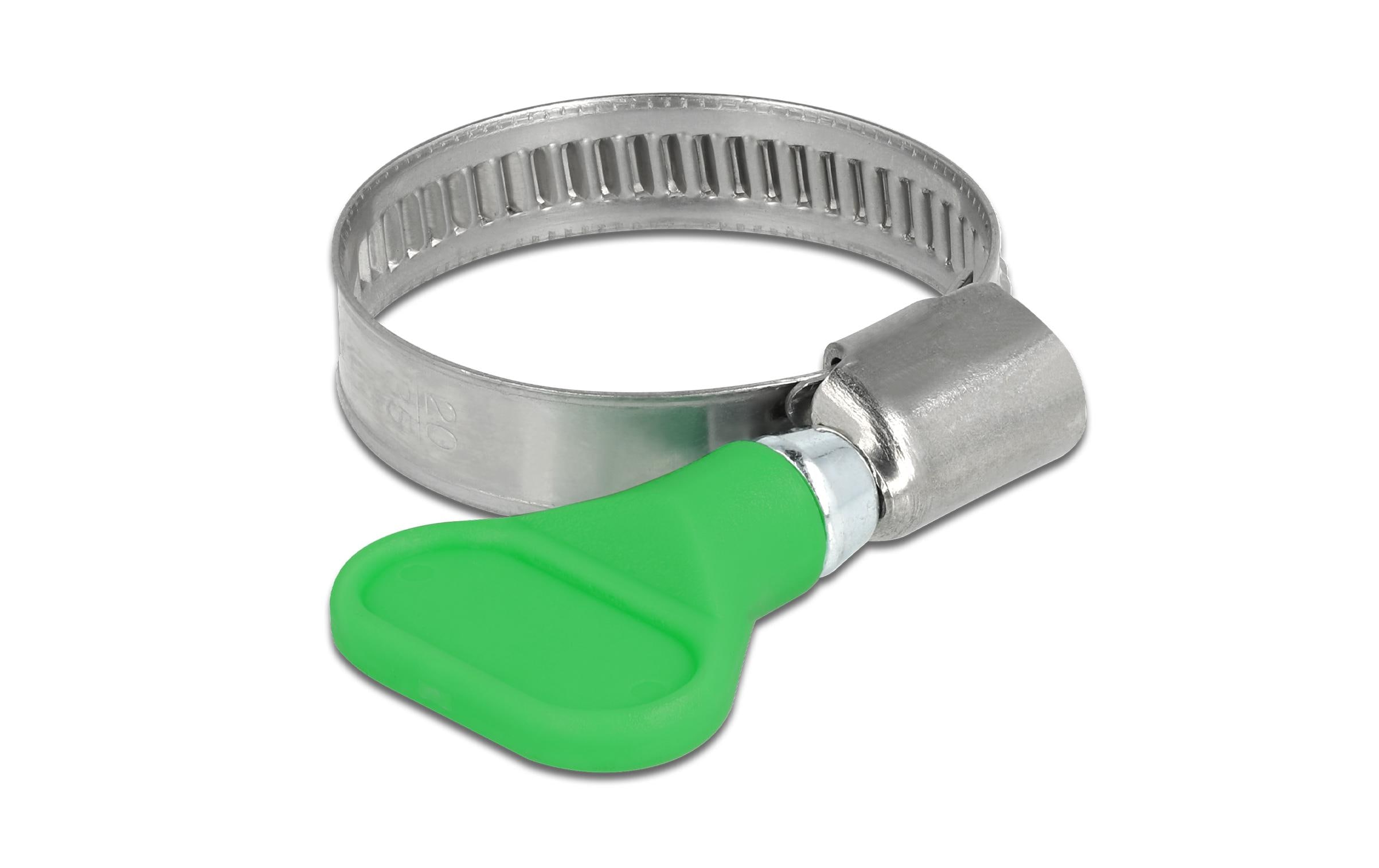 Schlauchschellen-Set Edelstahl 400 SS 20-35 mm, Grün 5 StückSchlauchschelle Edelstahl 400 SS mit Flügelmutter 20 - 35 mm 5 Stück grün