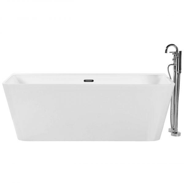 Beliani Banheira para Parede em Acrílico Sanitário Branco 170 X 80 cm de Design Moderno 80x170x60 - 4251682243193