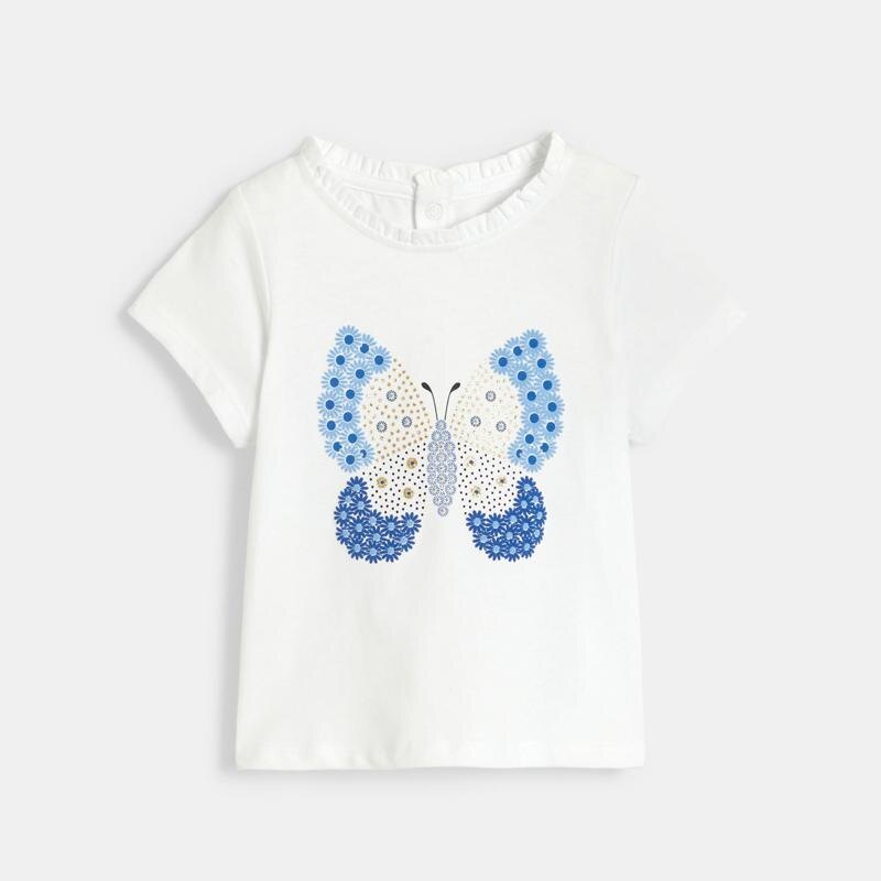 T-shirt papillon en relief blanc bébé fille Blanc