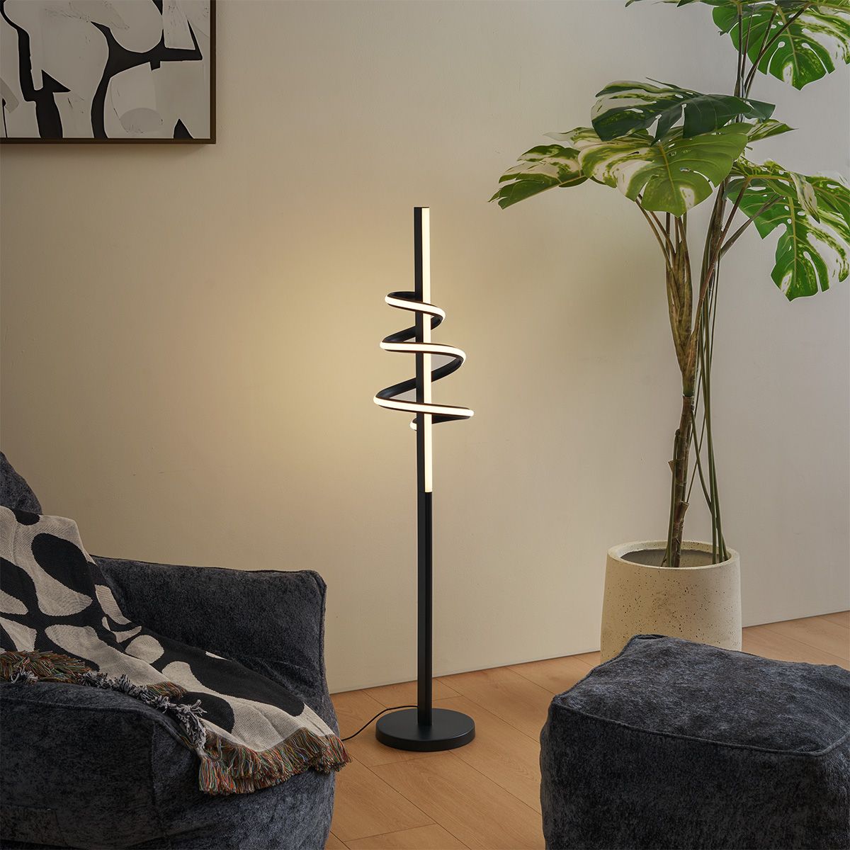 Design vloerlamp zwart incl. LED dimbaar - Rolla