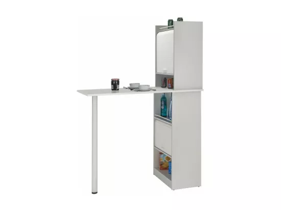 Table de cuisine et 2 Meubles de rangement Blancs - Coloris: Blanc