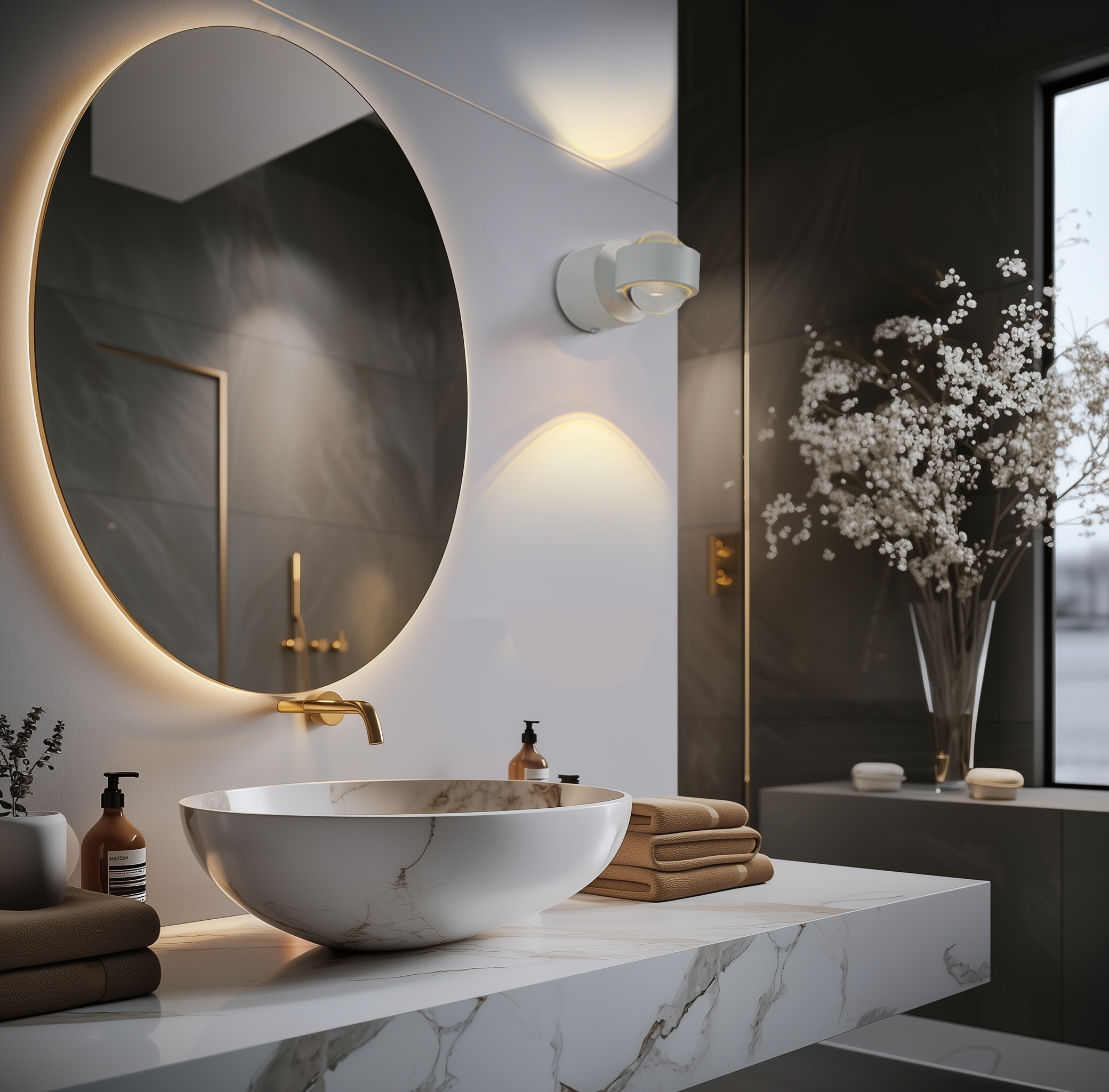 Design wandlamp wit incl. LED IP44 - Lens