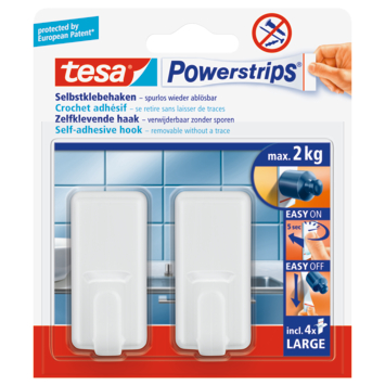 Tesa Haak Powerstrip Groot Wit Kunststof - 2 Stuks