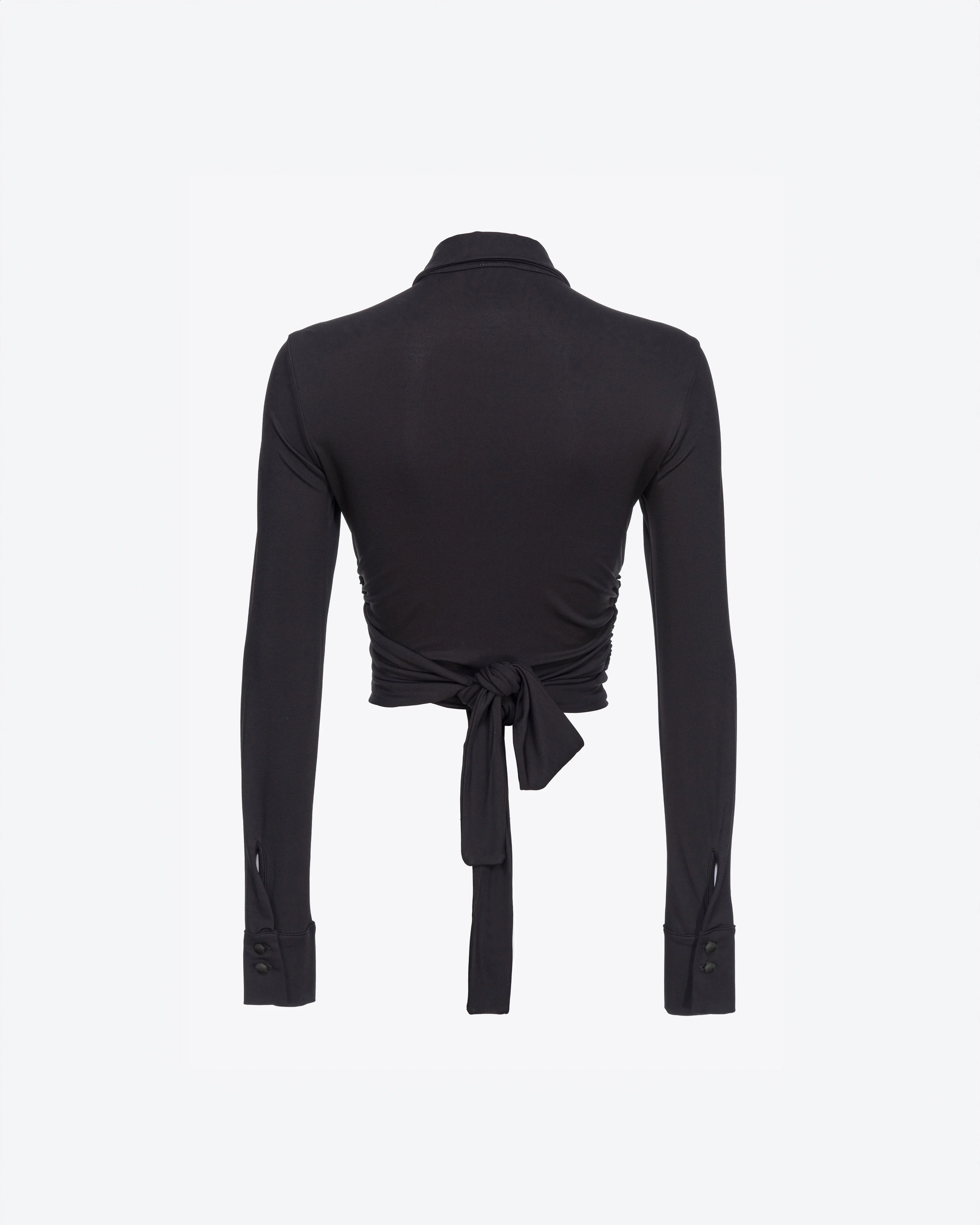 Blouse courte à col chemise | Noir
