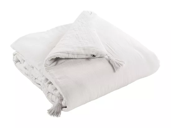 OUREA - Couvre-pied 150x150cm Capitonné Gaze de Coton Chantilly