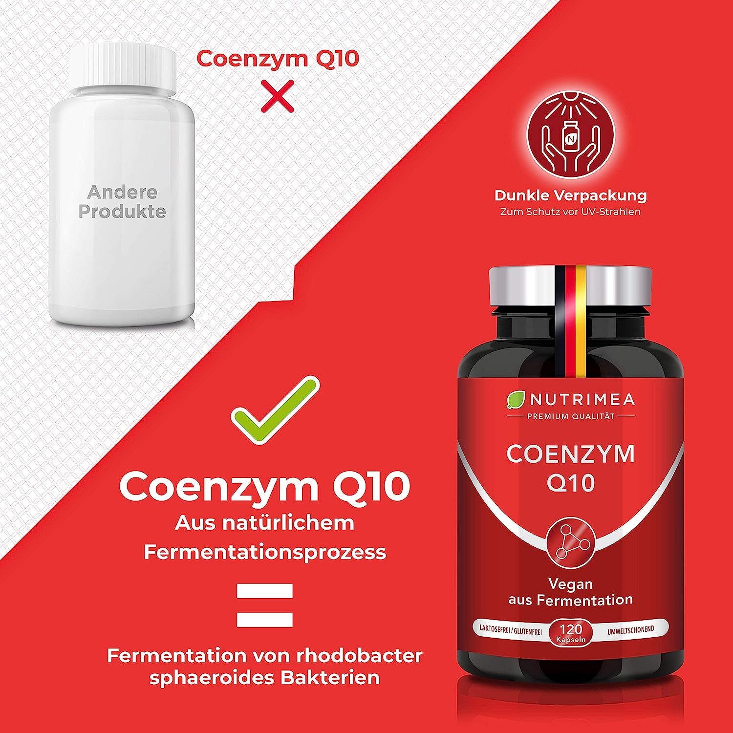 Nutrimea PREMIUM COENZYM Q10 Hochdosiert | Vegane Kapseln für 2 Monatskur