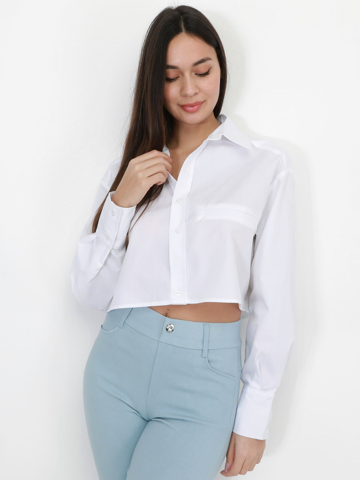 Chemise cropped et ample- Blanc
