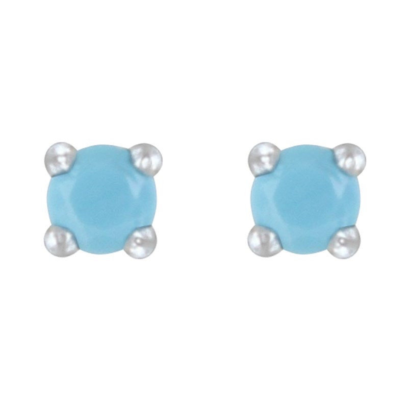 Boucles d'Oreilles Argent Rhodié Clous Perle Turquoise