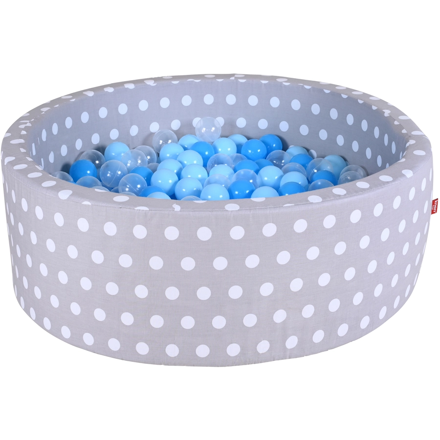knorr toys® Bällebad soft - Grey white dots - 300 balls soft bluebluetransparent grau