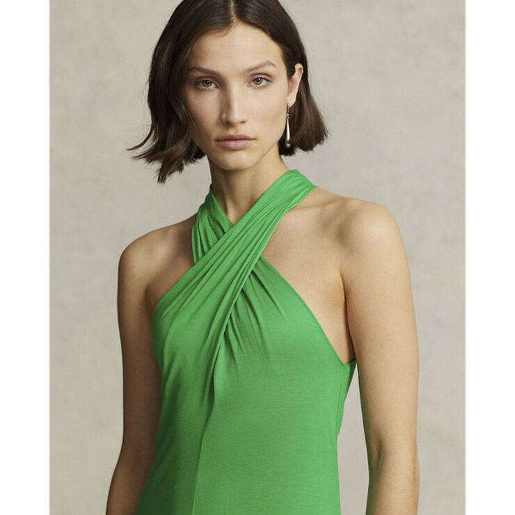 Polo Ralph Lauren Crisscross Halter Jersey Dress Grøn