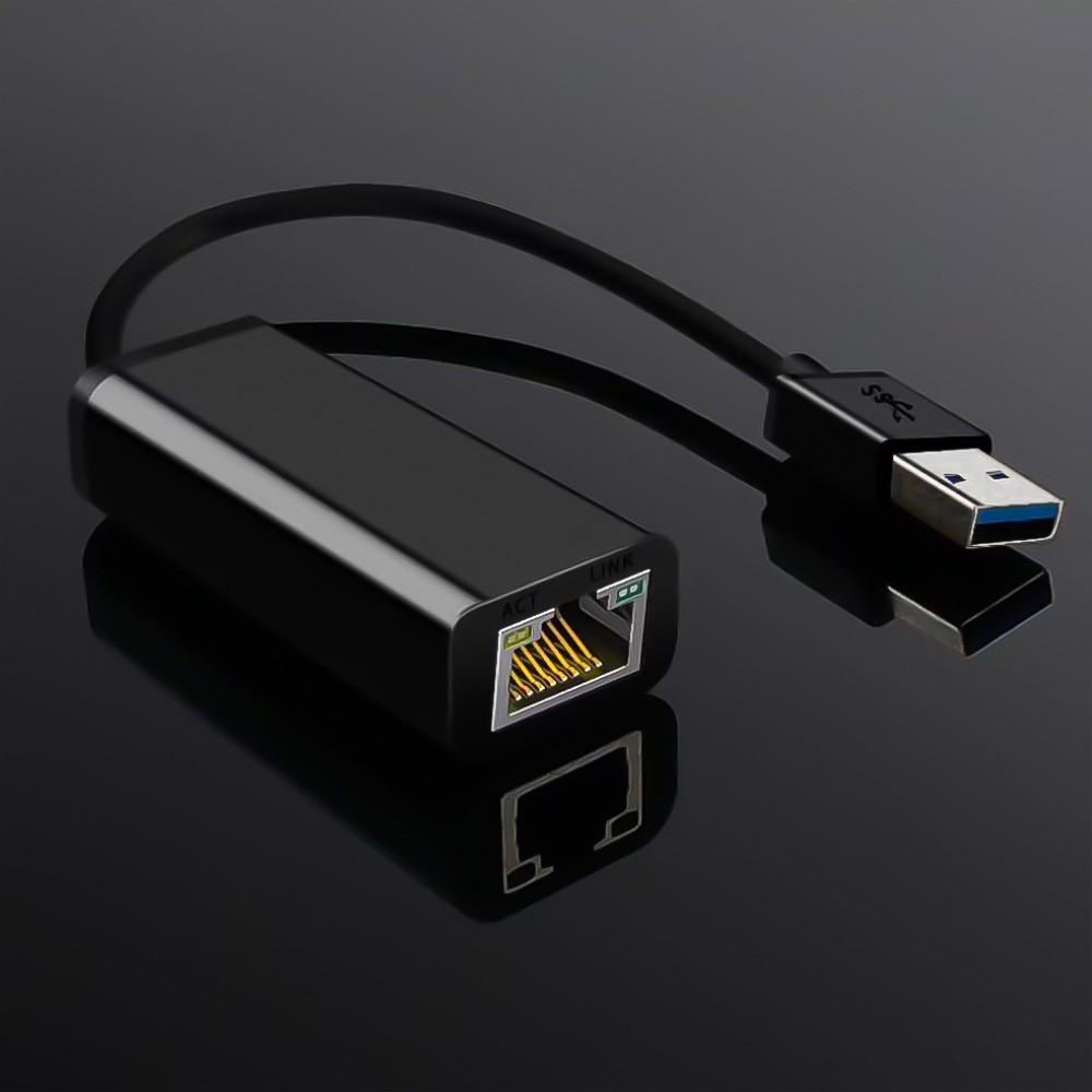 (16cm) USB A auf Gigabit Ethernet LAN RJ45 Netzwerkanschluss Adapter (1000 Mbps) - Schwarz