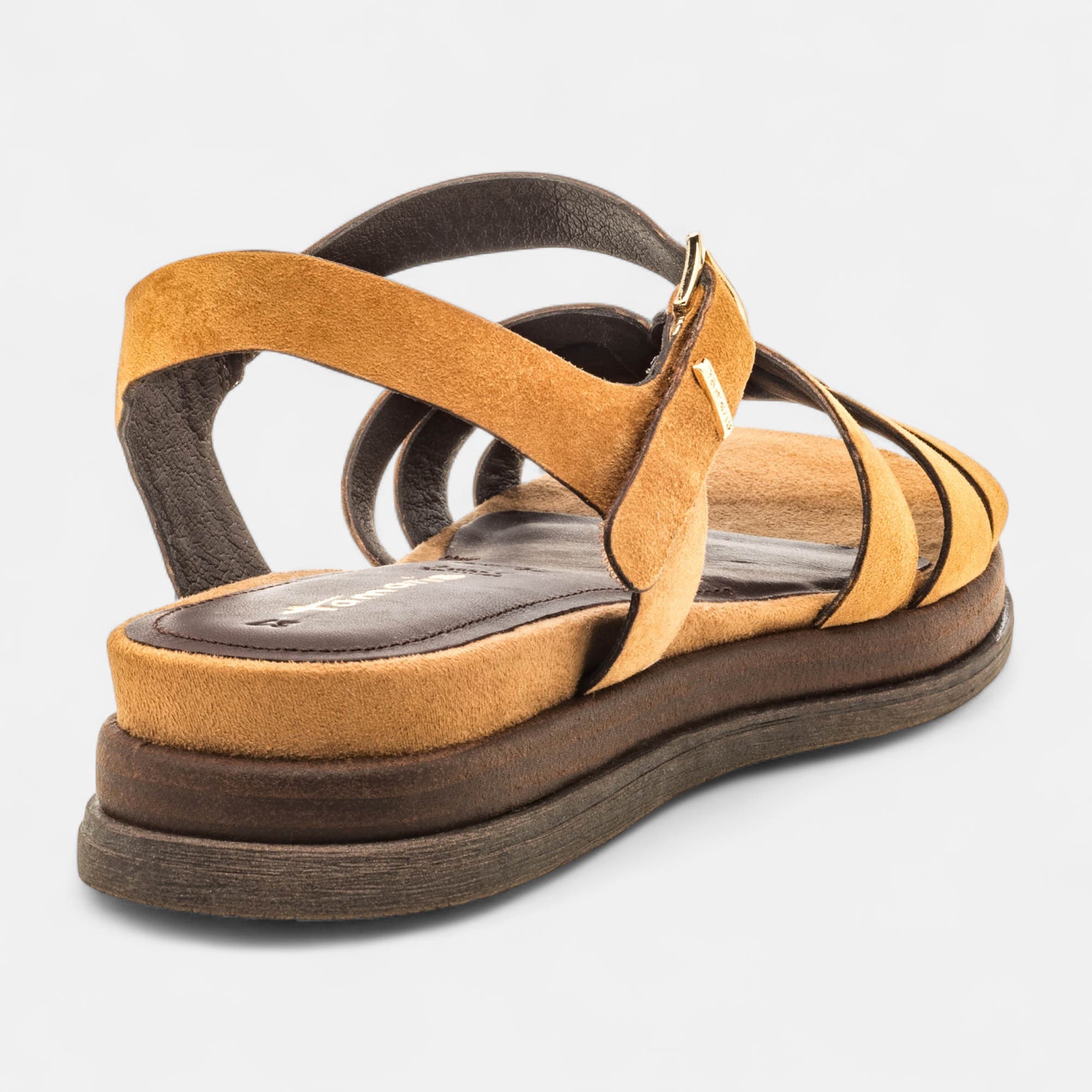 Nu-pieds Femme en cuir cognac