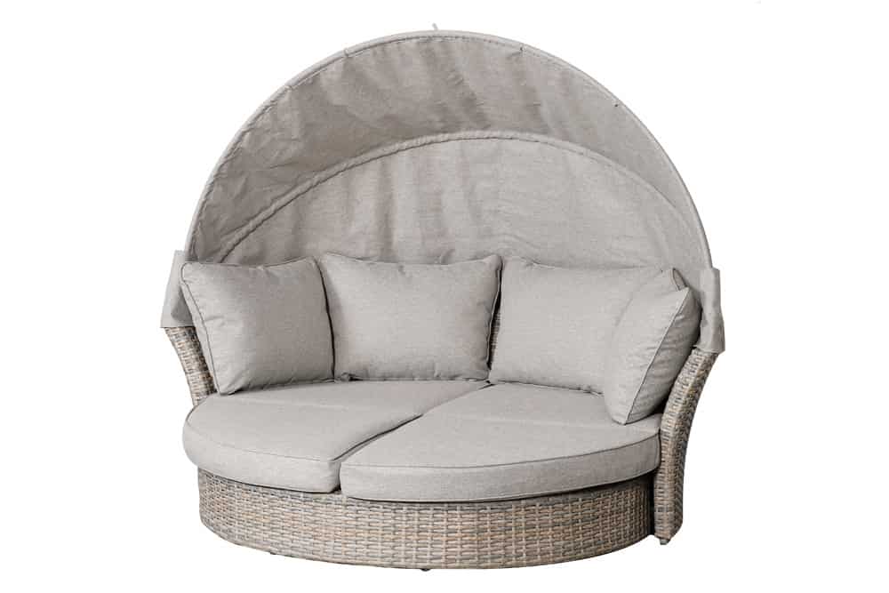 Drehbare Sonneninsel SEATTLE 195cm greige mit Sonnendach inkl. Kissen