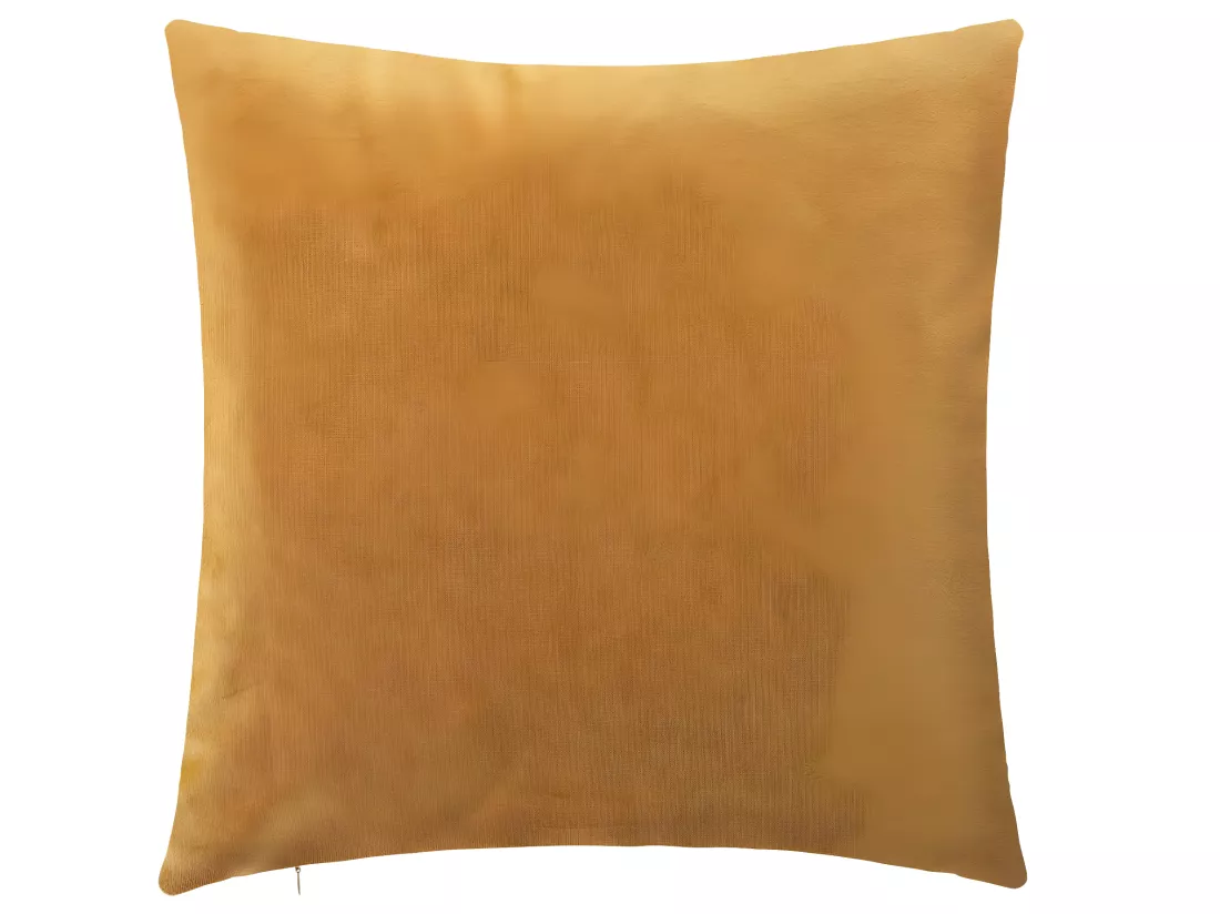 Coussin déhoussable en Velours Ocre motif en relief 45 x 45 cm