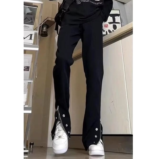 jagevin - Slim fit broek met hoge taille en knoopjes
