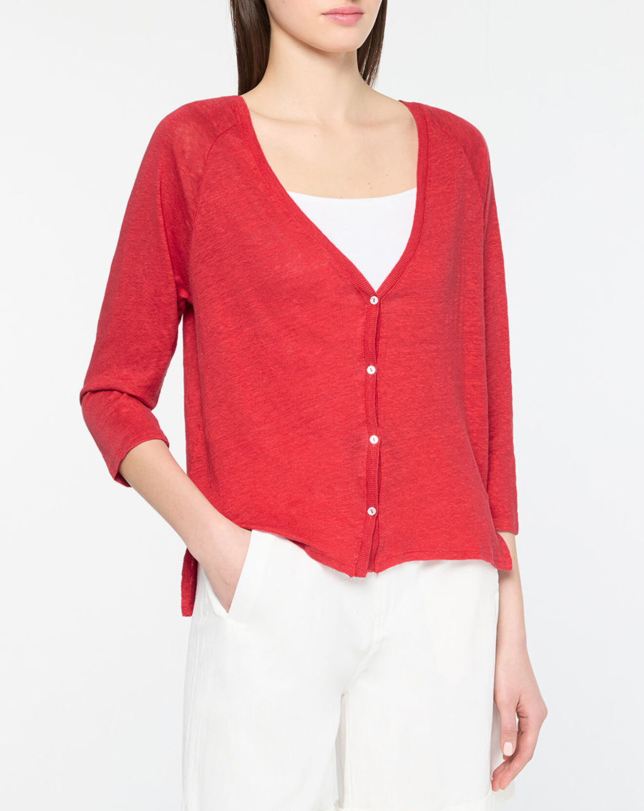 Yerse Gilet 100% Lin Lorelai rouge