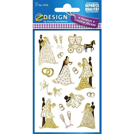 Avery Zweckform Z-Design Deko Sticker, Brautpaar, 1 Bogen/15 Sticker