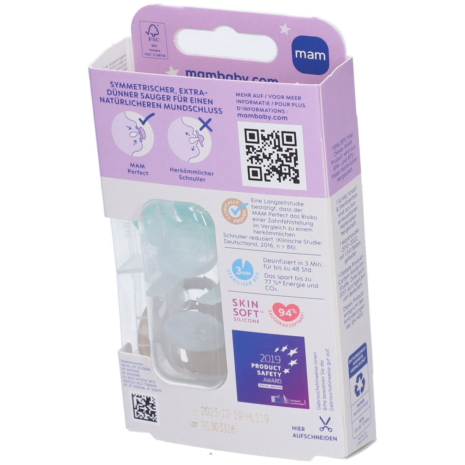 MAM Perfect Night Silikonschnuller 16+ Monate, mint/creme