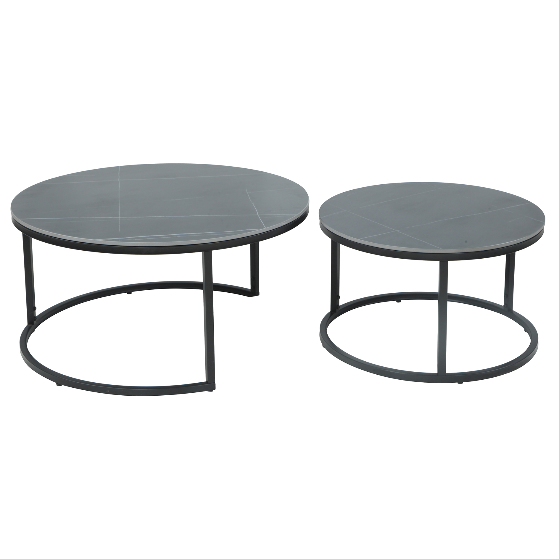 2er-Set Couchtisch - schwarz-Marmoroptik - Sinterstein