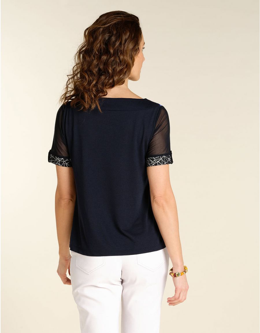 T-shirt marine col bateau