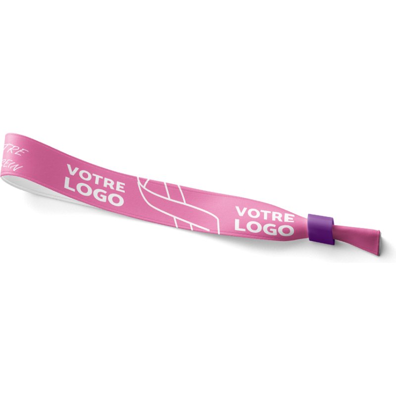 Bracelet publicitaire satiné bague noire - marquage multicolore