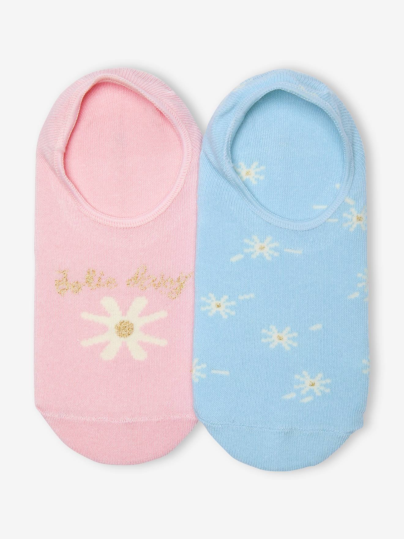 Pacote com 2 pares de meias invisíveis rosa para meninas