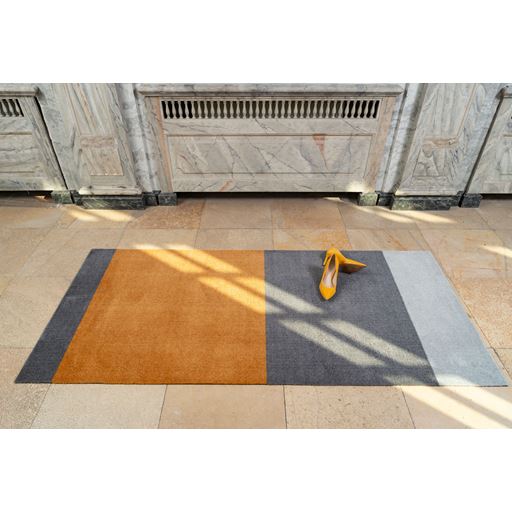 Tica Copenhagen Stripe Horisontal Gulvtæppe, Lys Grå/Grå/Dijon, 90x200 cm
