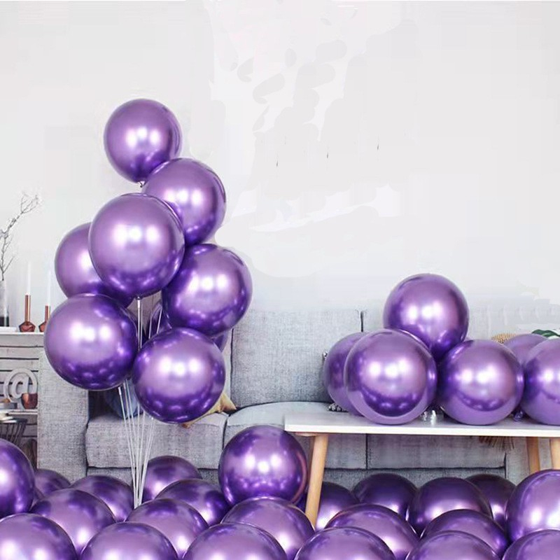 (50er Set) Ø25cm Party Deko Ballons Latex Luftballons Metallic - Violett