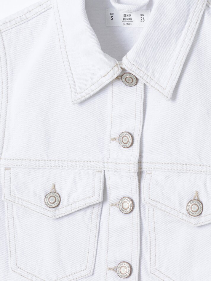 Colete jeans curto - Branco