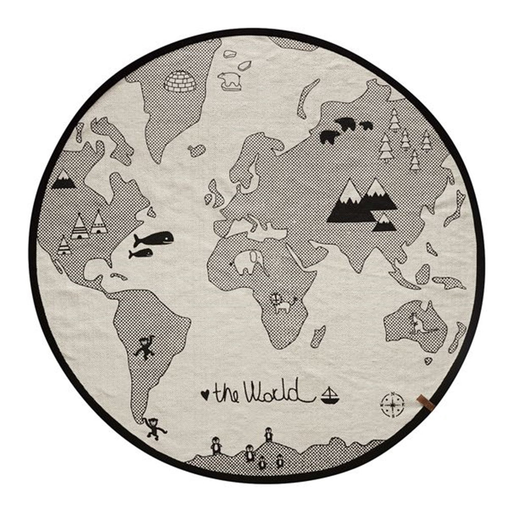 The World Rug Offwhite/Black - OYOY → Luksusbaby.dk