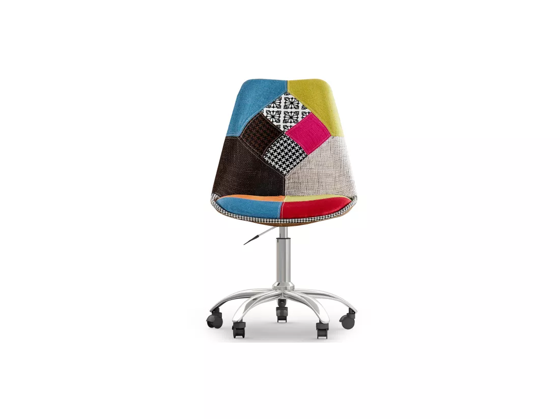 Chaise de Bureau Pivotante - Tissu Patchwork - Simona Multicolore