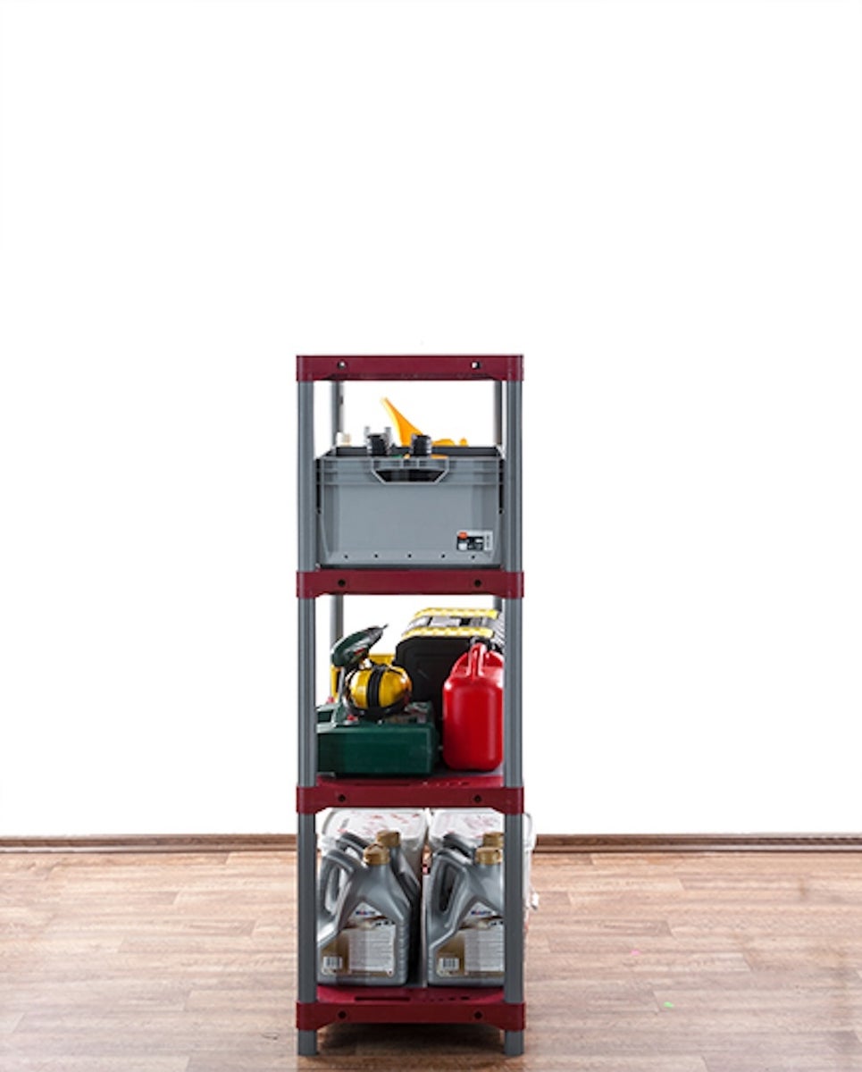 PROREGAL Kunststof Plank Grey Bear Laag HxBxD 138 x 80 x 46 cm Plank Draagvermogen 120 kg Grijs/Rood