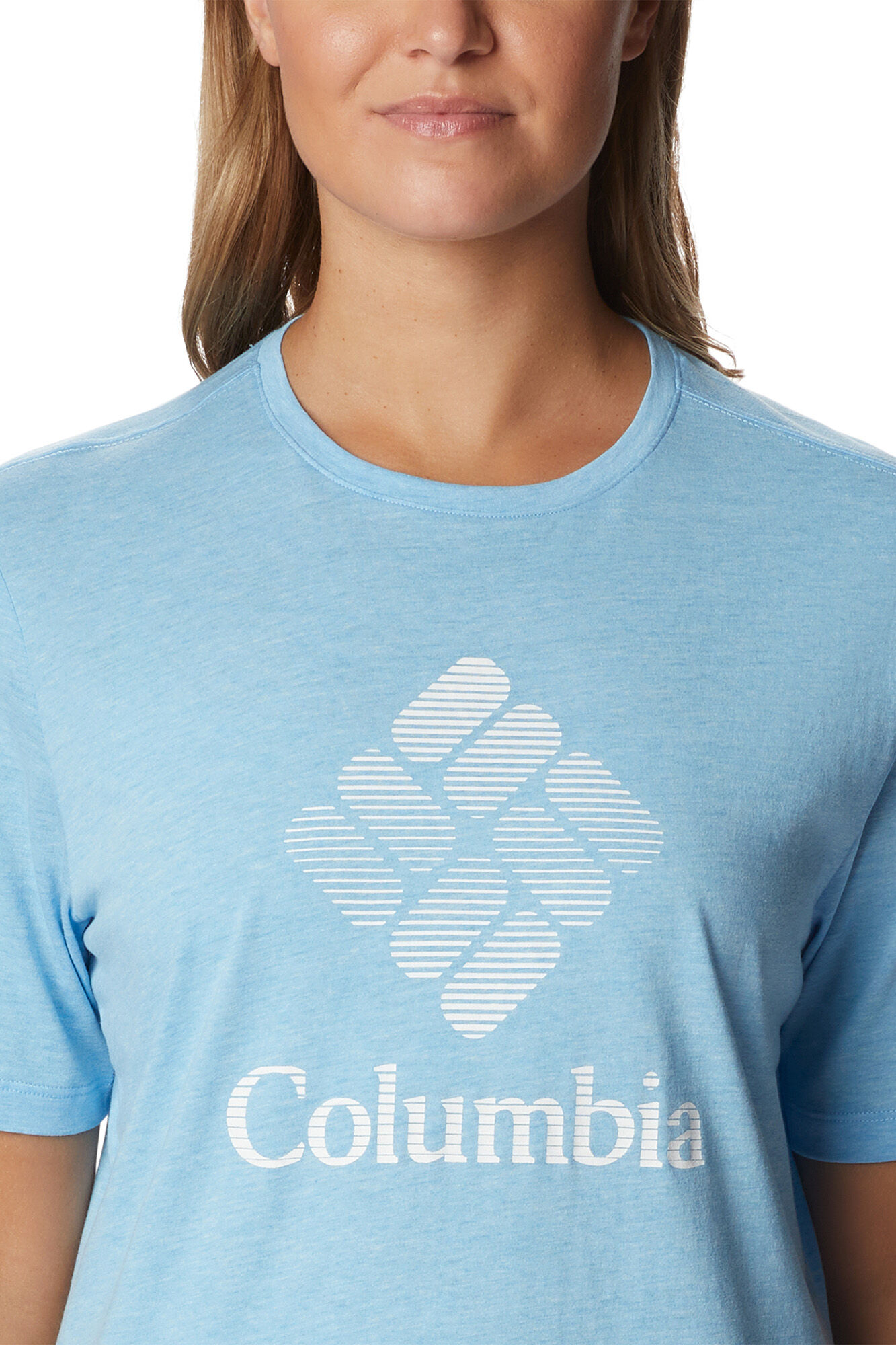Camiseta feminina Columbia Bluebird Day™ de modelagem solta - Azul Médio