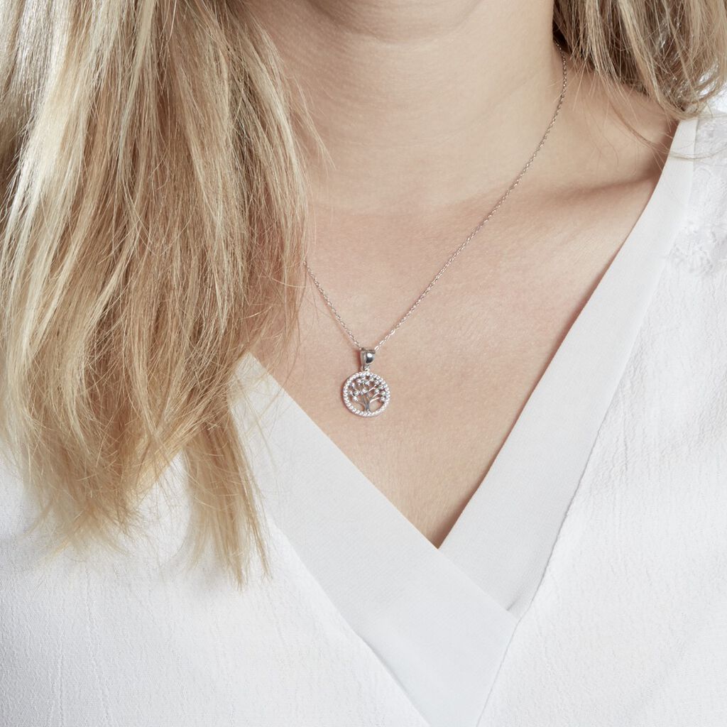 Collier Chimere Argent Blanc Oxyde De Zirconium