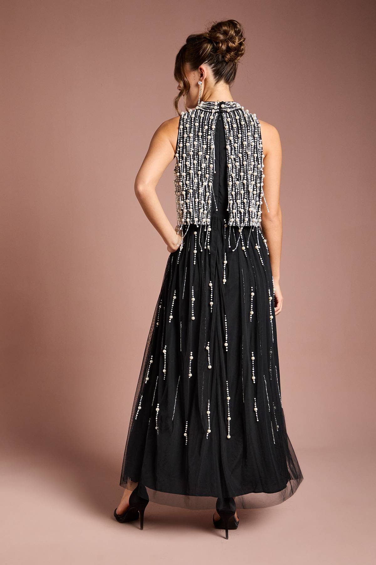 Coast Robe Maxi en Georgette avec Superposition de Perles