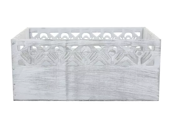Ensemble de 3 paniers en bois blanc 35x25x15h-30x20x14h-25x15x13
