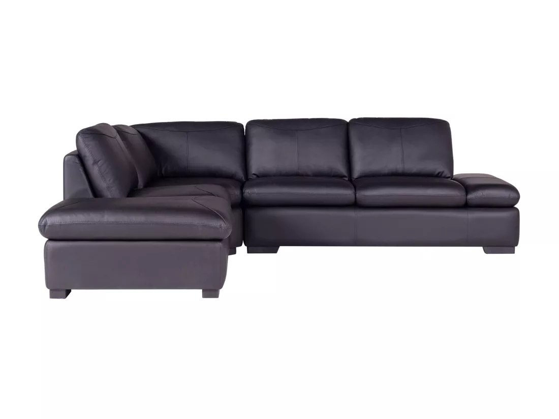 Canapé d'angle en cuir ONYX II - Noir - Angle gauche