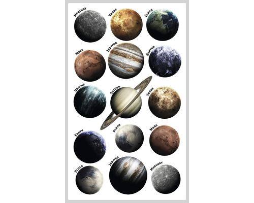 Mini stickerset voor kinderen, planeten, 30 stuks.