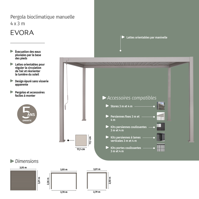 Pergola bioclimatique EVORA Argile